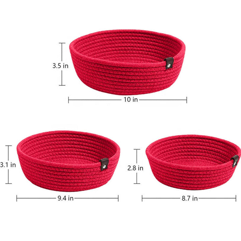 Storage Basket - Stellen Natural Fiber Organizer (Red) - Set Of Three