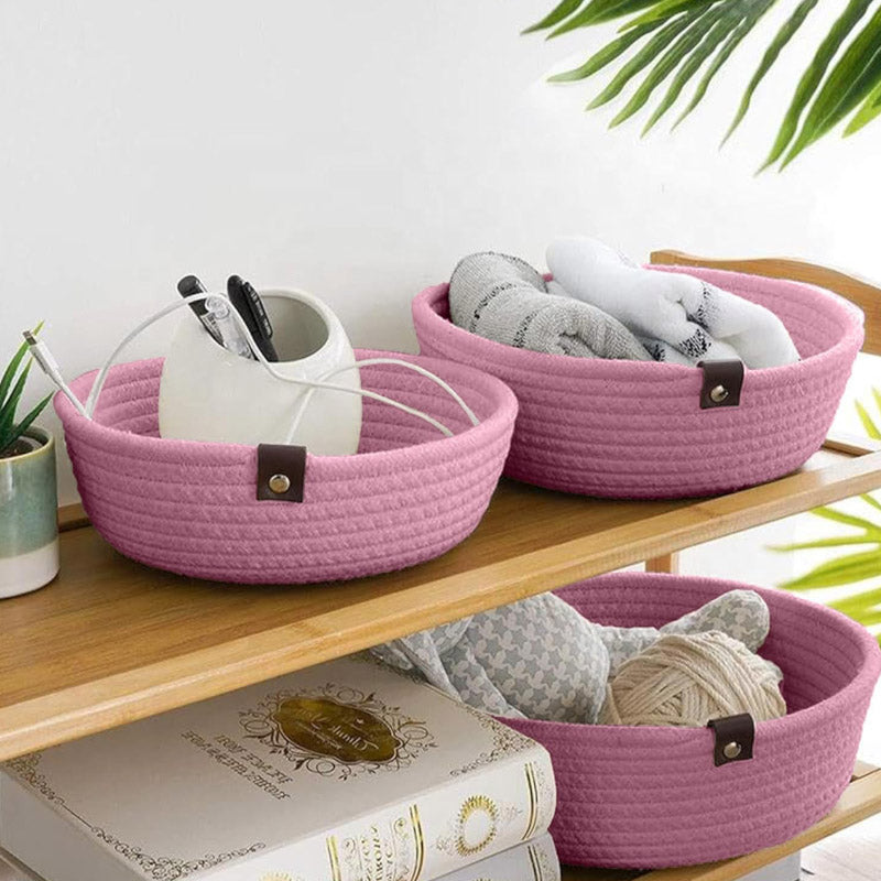 Storage Basket - Stellen Natural Fiber Organizer (Pink) - Set Of Three