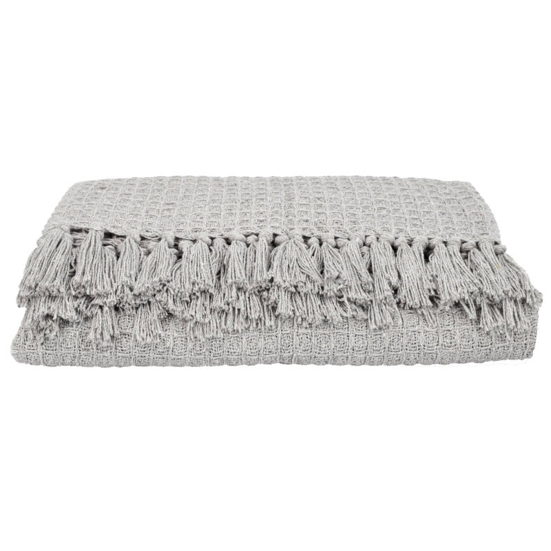 Throws - Sona Cotton Plaid Throw - Grey