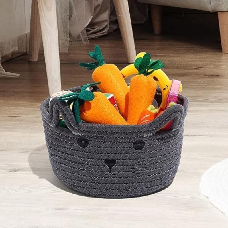 Buy Meow Mate Natural Fiber Storage Basket - Grey Storage Basket from Vaaree