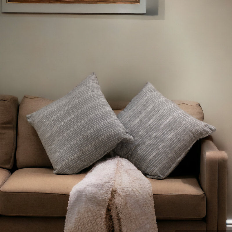 Cushion Covers - Tavon Striped Woven Cushion Cover - Dark Grey