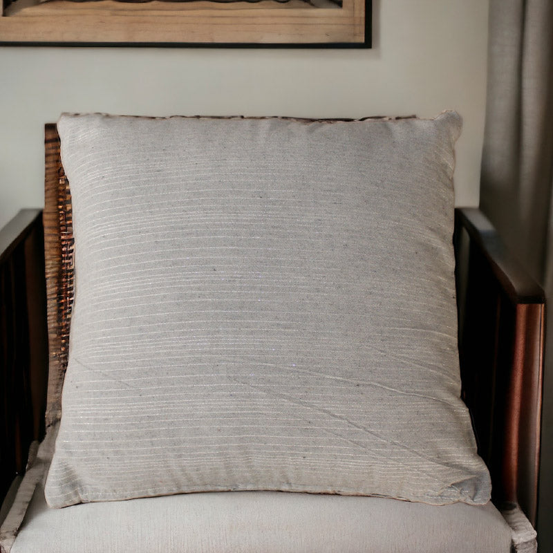 Cushion Covers - Tavon Striped Woven Cushion Cover - Light Grey