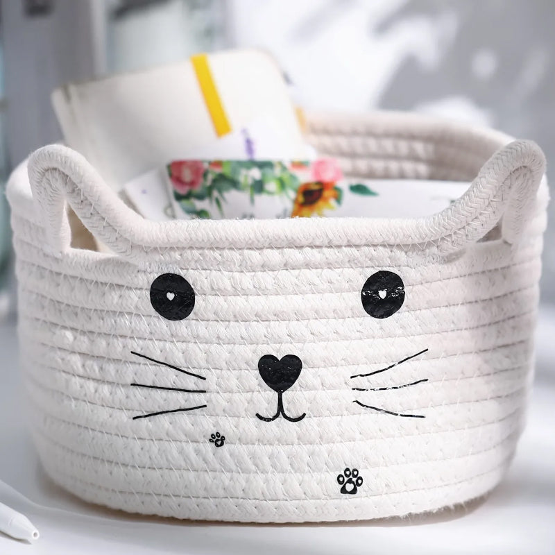 Storage Basket - Meow Mate Natural Fiber Storage Basket - White