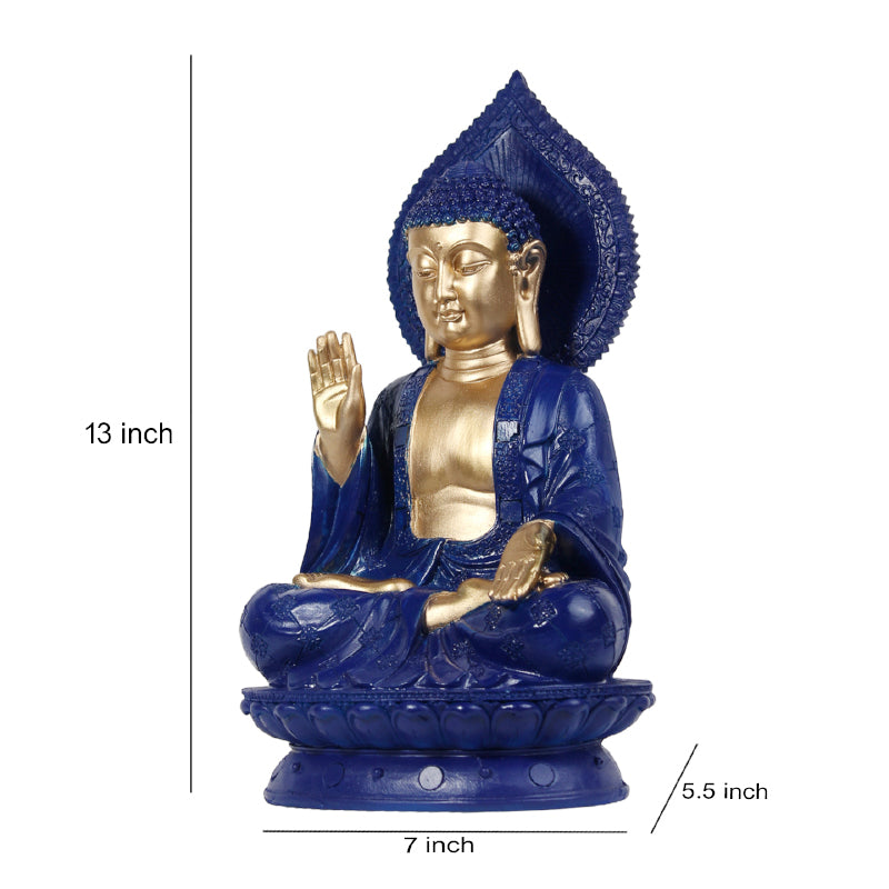 Buy Buddha Aura Showpiece - Blue & Gold Showpieces from Vaaree