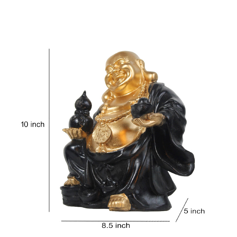 Buy Prosper Laughing Buddha - Black & Gold Showpieces from Vaaree