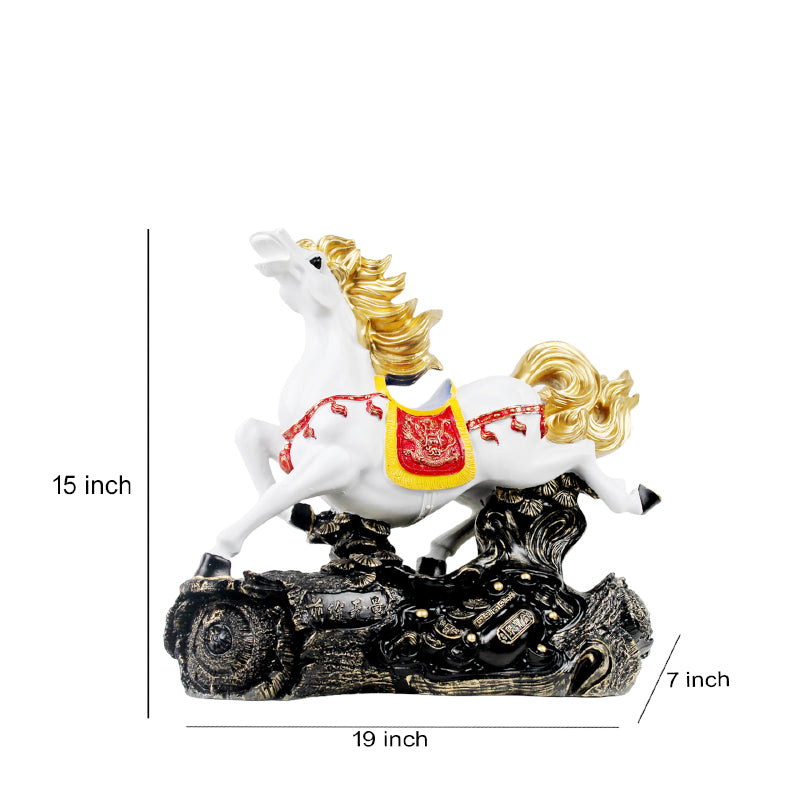 Buy Stallion Chariot Showpiece - White & Black Showpieces from Vaaree