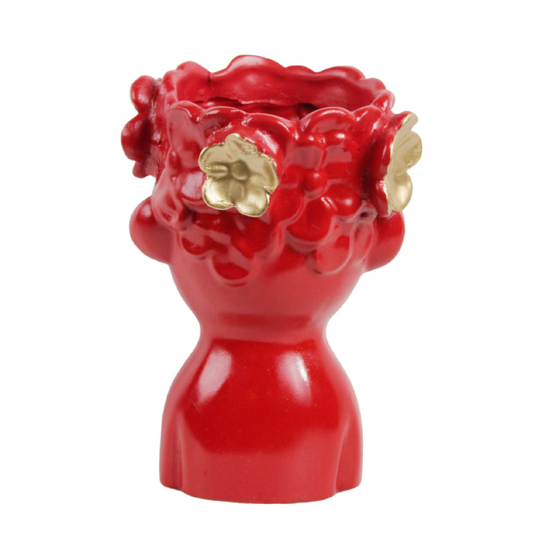 Buy Visage Spring Vase - Red & Gold Vase from Vaaree