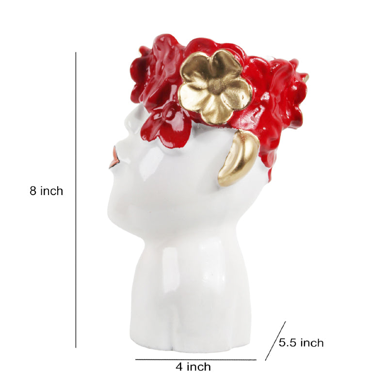 Buy Visage Spring Vase - White & Red Vase from Vaaree