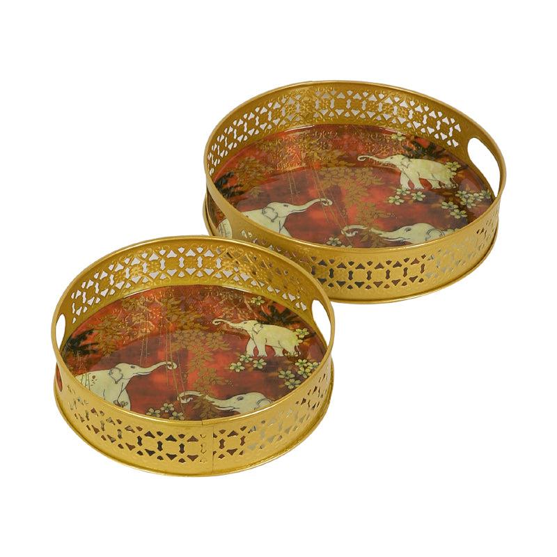 Buy Red Jungle Serving Tray - Set Of Two Serving Tray from Vaaree