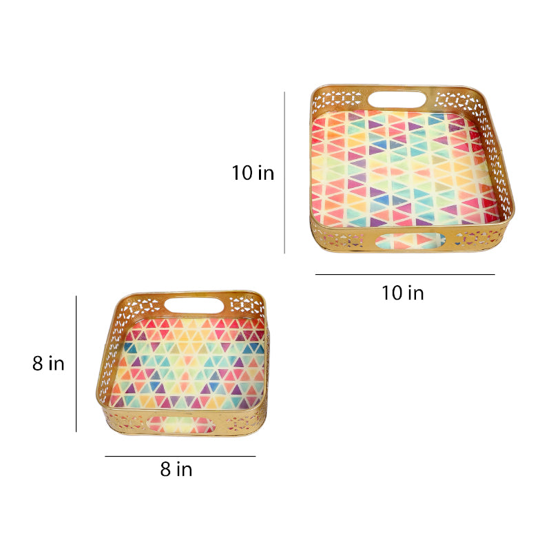 Buy Chromo Triangles Serving Tray - Set Of Two Serving Tray from Vaaree