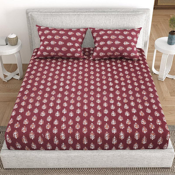 Bedsheets - Baari Ethnic Bedsheet - Red