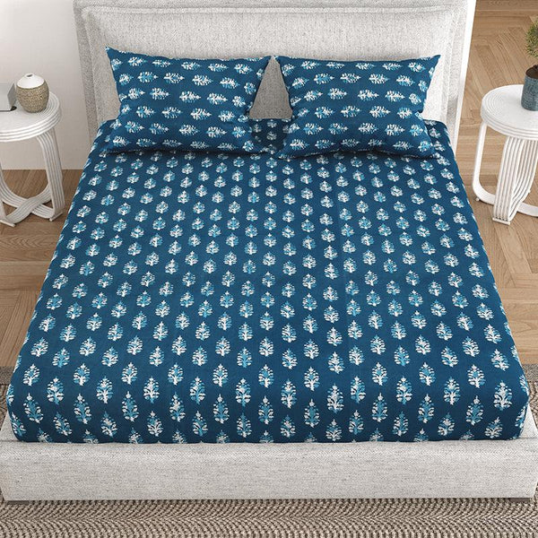 Bedsheets - Baari Ethnic Bedsheet - Blue