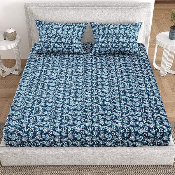 Buy Libby Floral Bedsheet - Blue Bedsheets from Vaaree