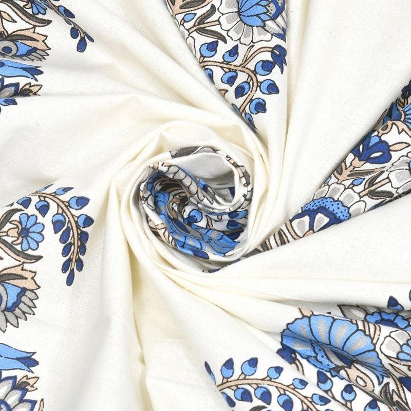 Buy Talika Ethnic Bedsheet - White,Blue Bedsheets from Vaaree