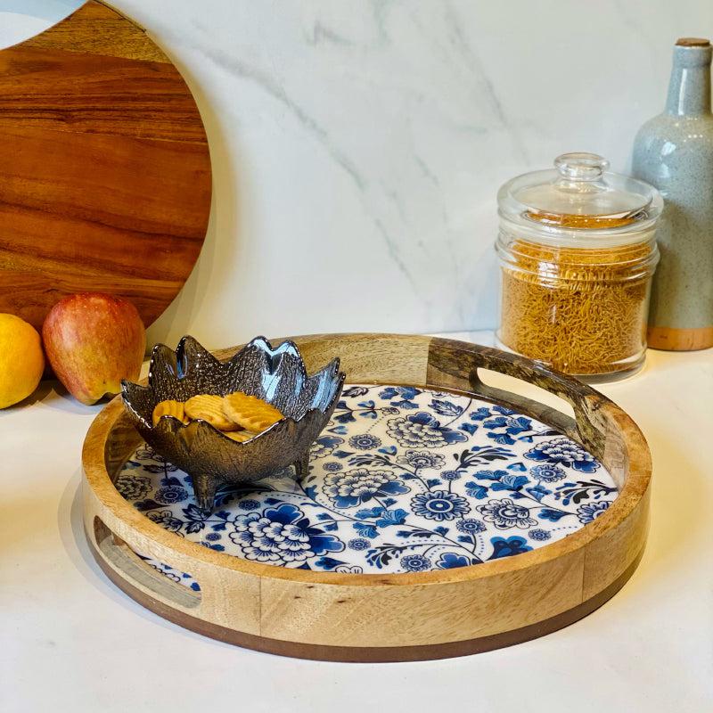 Buy Ingico Glance Round Mangowood Tray Serving Tray from Vaaree