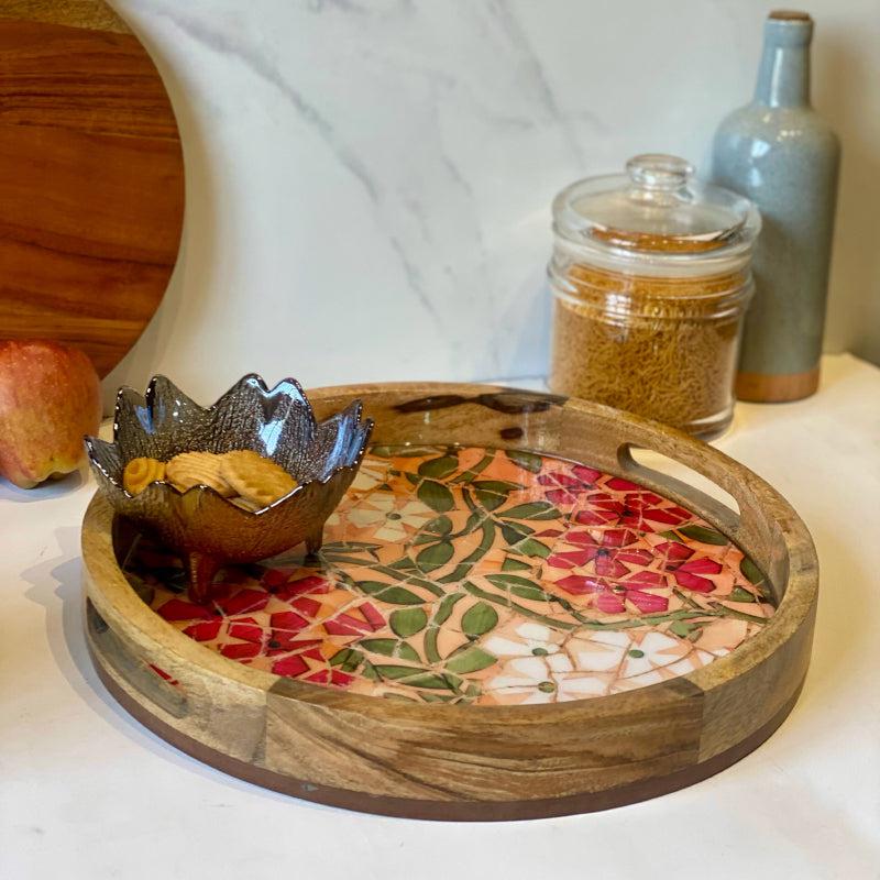 Buy Algona Garden Mangowood Tray Serving Tray from Vaaree