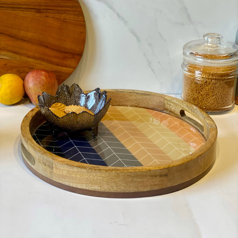 Serving Tray - Rukta Stripe Mangowood Tray