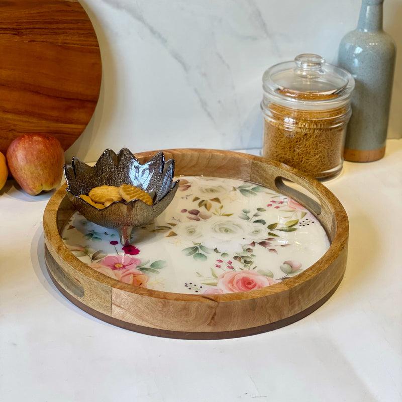 Buy Pastel Magma Round Mangowood Tray Serving Tray from Vaaree