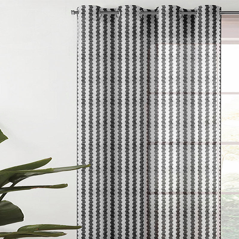 Buy Atla Net Stripe Sheer Curtain - Grey Curtains from Vaaree