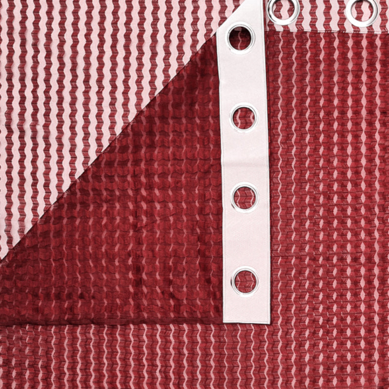 Curtains - Atla Net Stripe Sheer Curtain - Red