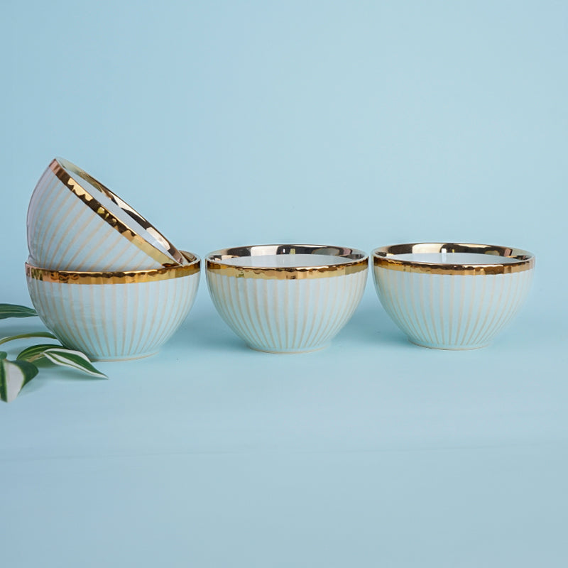 Bowl - Amazo Ivory Gold Serving Bowl (300 ML) - Set Of Four