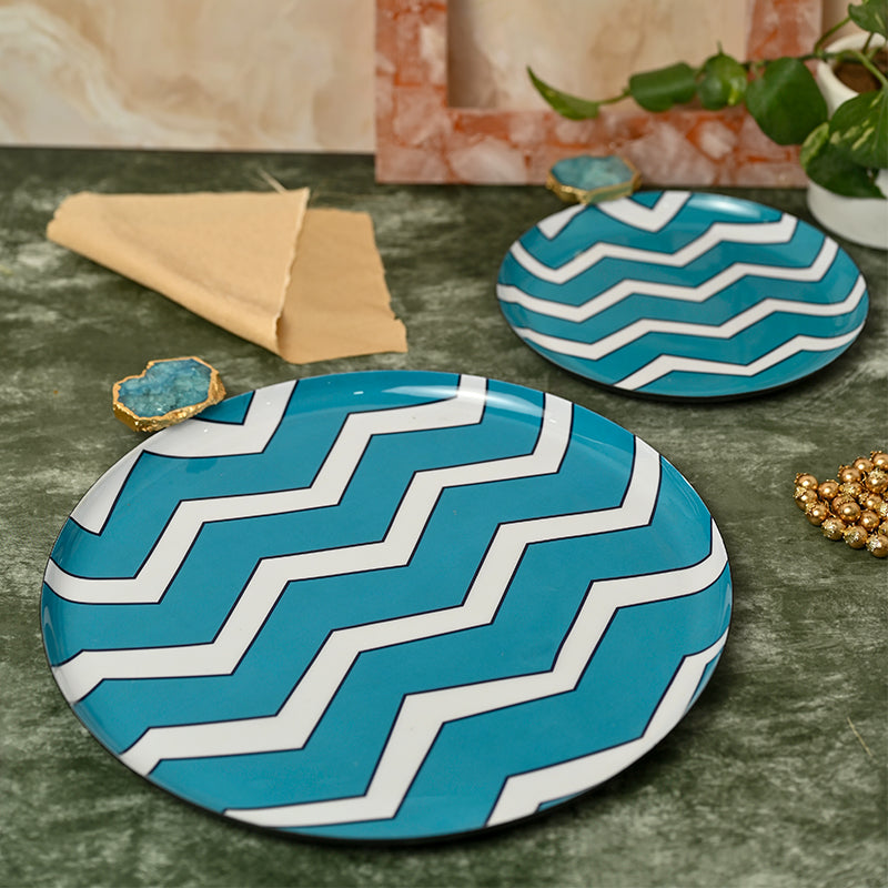 Platter - Tuqua Zig Zag Metal Platter - Set Of Two