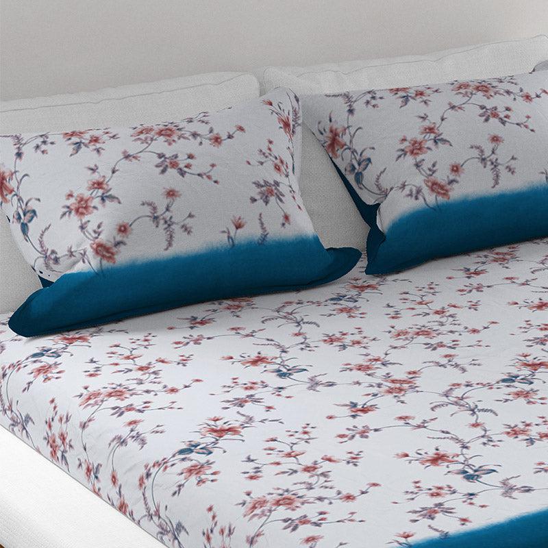 Buy Bliss Percale Floral Bedsheet - Blue Bedsheets from Vaaree