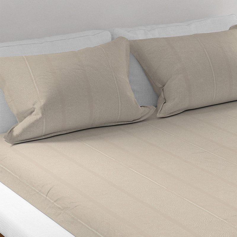 Bedsheets - Print Percale Slub Solid Bedsheet - Sandal Wood