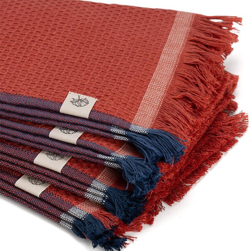 Buy Gamchha Terry Cotton Face Towel (Red) - Set Of Four Hand & Face Towels from Vaaree