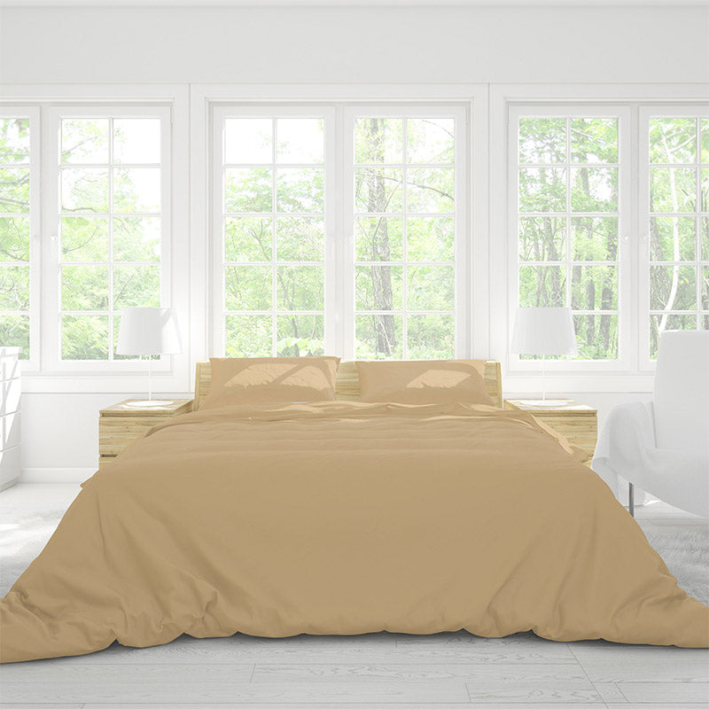 Buy Solid Comfort Percale Solid Bedsheet - Beige Bedsheets from Vaaree