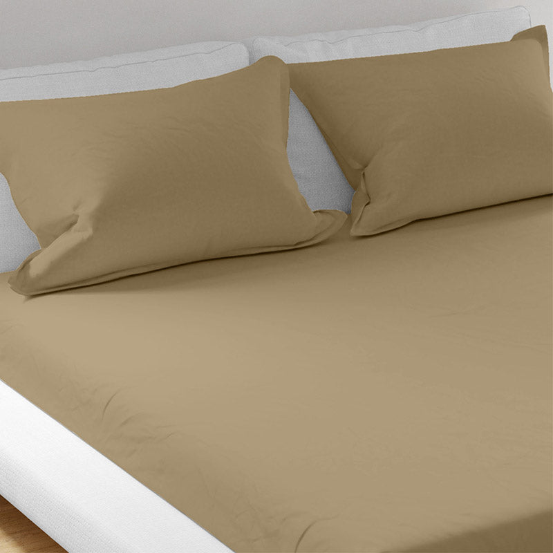 Buy Solid Bliss Percale Solid Bedsheet - Beige Bedsheets from Vaaree