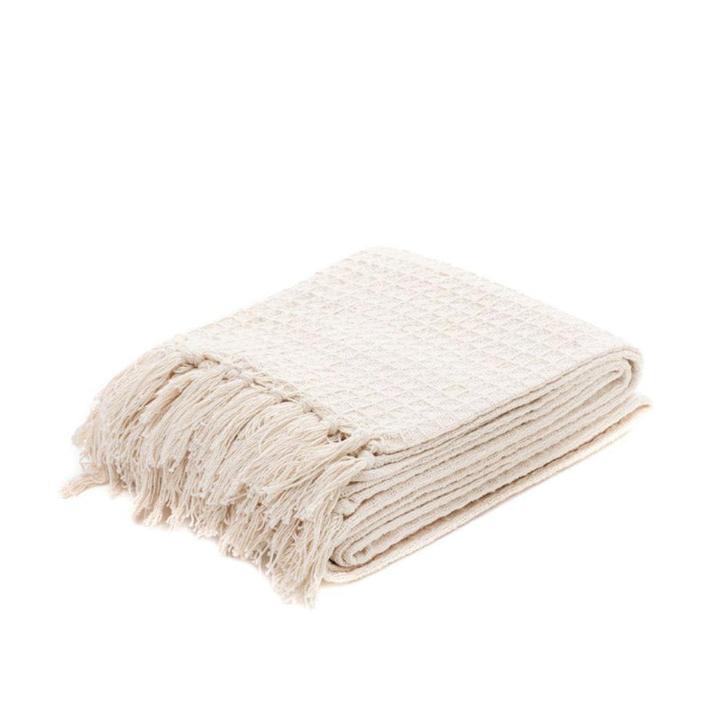 Throws - Sona Cotton Plaid Throw - Ivory