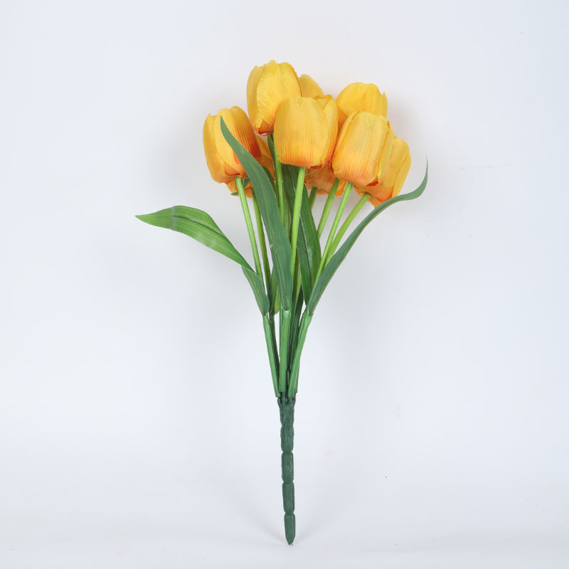 Artificial Flowers - Faux Garden Tulip Bunch (Yellow) - Set Of Three