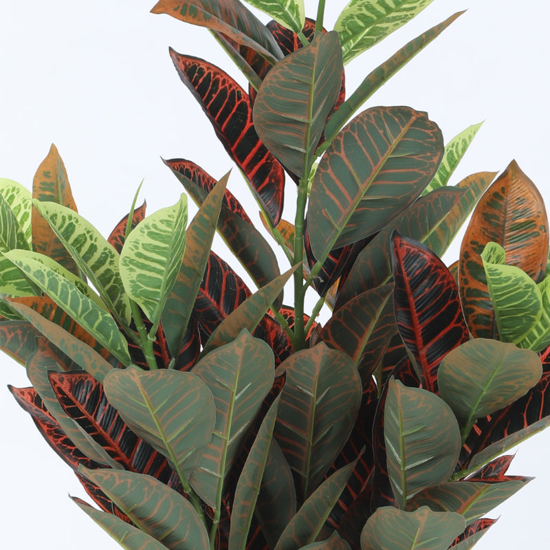 Artificial Plants - Faux Croton Astroites Plant With Pot - 2.79 ft