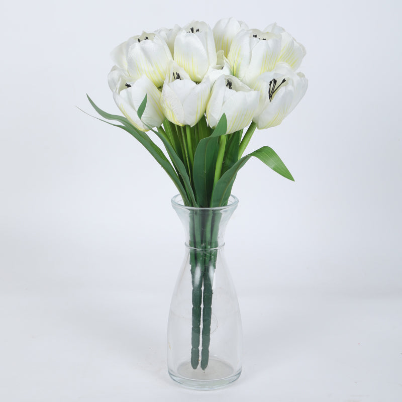 Buy Faux Garden Tulip Bunch (White) - Set Of Three Artificial Flowers from Vaaree