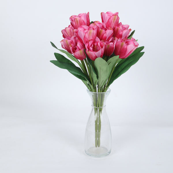 Artificial Flowers - Faux Wild Tulip Bunch (Dark Pink) - Set Of Three