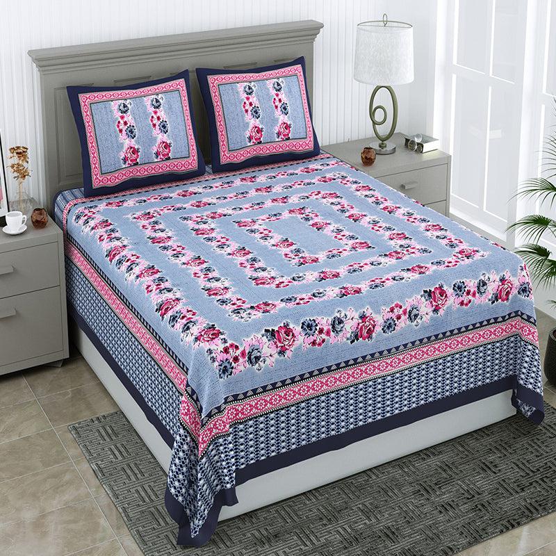 Buy Thiva Floral Bedsheet - Light Blue Bedsheets from Vaaree