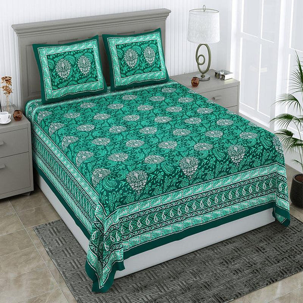 Buy Nimisha Floral Bedsheet - Green Bedsheets from Vaaree