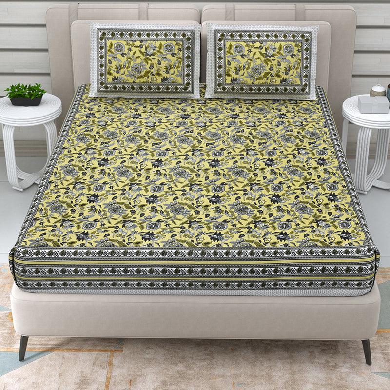 Buy Elva Floral Bedsheet - Yellow Bedsheets from Vaaree