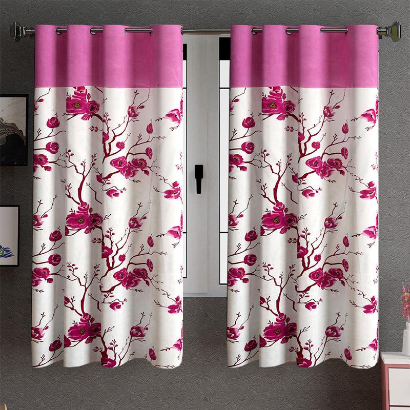 Buy Fern Floral Curtain (Pink) - Set Of Two Curtains from Vaaree