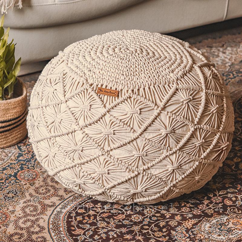 Buy Reggae Boho Handknitted Pouffe Ottomans & Pouffe from Vaaree