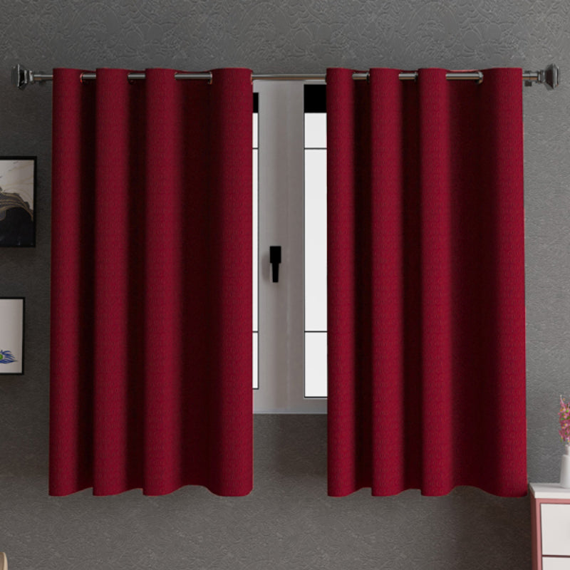 Buy Tatum Punchin Semi Sheer Curtain (Red) - Set Of Two Curtains from Vaaree