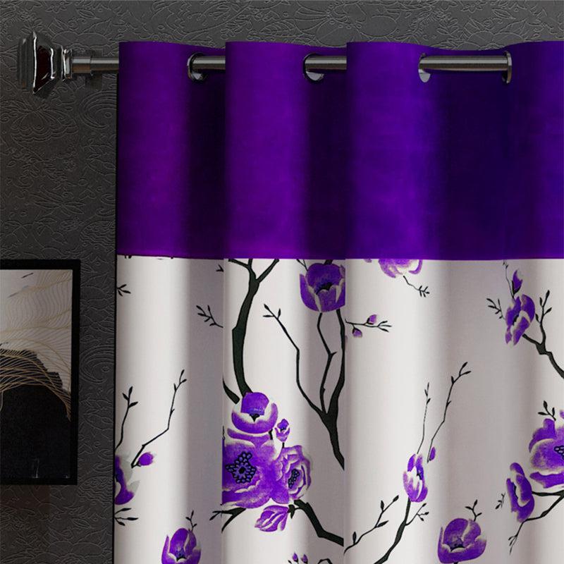 Buy Fern Floral Curtain (Purple) - Set Of Three Curtains from Vaaree