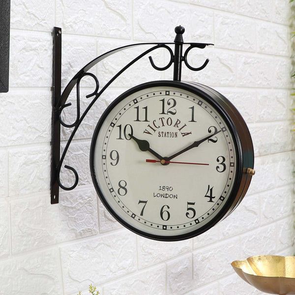 Dolva Double Sided Station Clock - Black