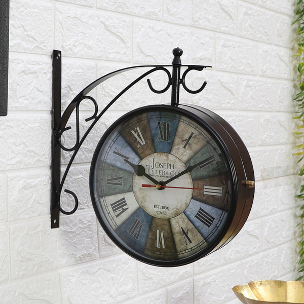 Color Block Double Sided Station Clock