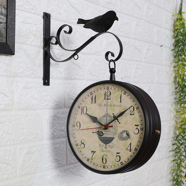 Bird Perch Double Sided Station Clock