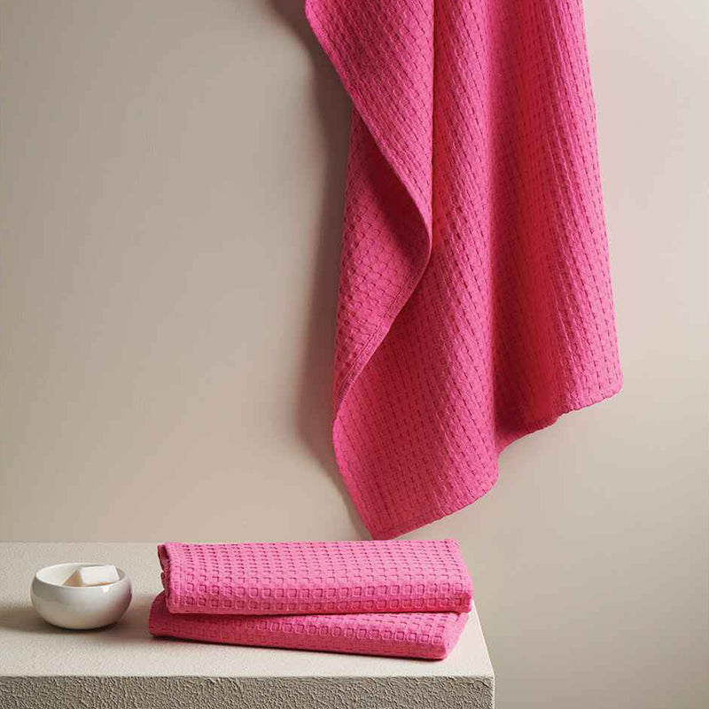 Buy Haimi Textured Waffle Towel Combo (Pink) - Four Piece Set Towel Sets from Vaaree