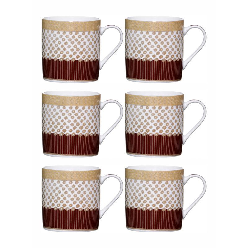 Buy Giselle Charm Mug Gold & Brown (210 ML) - Set Of Six Mug & Tea Cup from Vaaree