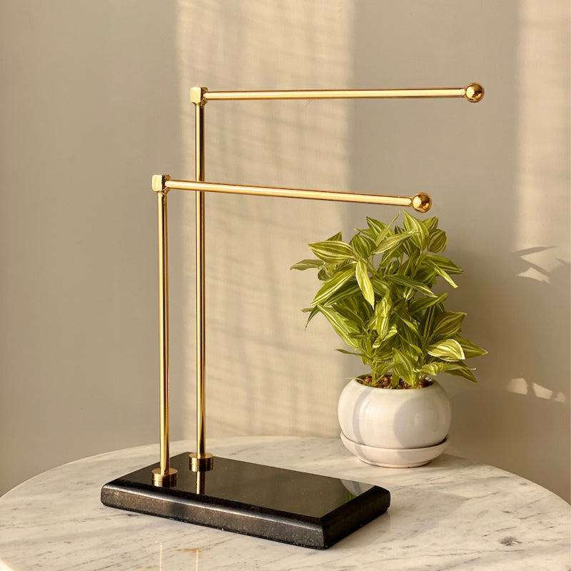 Buy Elita Hand Towel Stand - Gold & Black Accessories & Sets from Vaaree