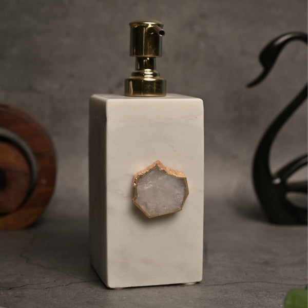 Buy Kade Handcrafted Agate & Marble Soap Dispenser - White Accessories & Sets from Vaaree